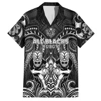 Personalized All Black Family Matching Tank Maxi Dress and Hawaiian Shirt New Zealand Rugby Mascot Maori