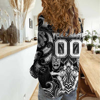 Personalized All Black Women Casual Shirt New Zealand Rugby Mascot Maori DT02 - Polynesian Pride