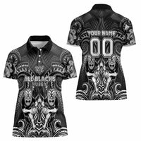 Personalized All Black Women Polo Shirt New Zealand Rugby Mascot Maori