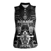Personalized All Black Women Sleeveless Polo Shirt New Zealand Rugby Mascot Maori
