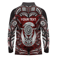 Personalized New Zealand Aotearoa Rugby Long Sleeve Polo Shirt Maori Fern Tattoo Art