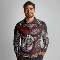 Personalized New Zealand Aotearoa Rugby Long Sleeve Polo Shirt Maori Fern Tattoo Art