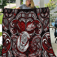 New Zealand Aotearoa Rugby Quilt Maori Fern Tattoo Art DT02 Red - Polynesian Pride