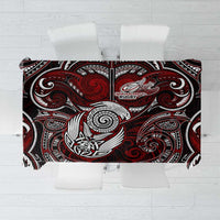 New Zealand Aotearoa Rugby Tablecloth Maori Fern Tattoo Art DT02 Red - Polynesian Pride