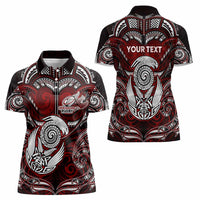 Personalized New Zealand Aotearoa Rugby Women Polo Shirt Maori Fern Tattoo Art