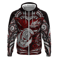 Personalized New Zealand Aotearoa Rugby Zip Hoodie Maori Fern Tattoo Art