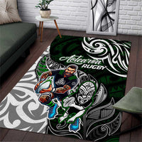 NZ Aotearoa Rugby Area Rug New Zealand Silver Fern