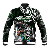Personalized NZ Aotearoa Rugby Baseball Jacket New Zealand Silver Fern DT02 Unisex Green - Polynesian Pride