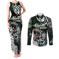 Personalized NZ Aotearoa Rugby Couples Matching Tank Maxi Dress and Long Sleeve Button Shirt New Zealand Silver Fern DT02 Green - Polynesian Pride