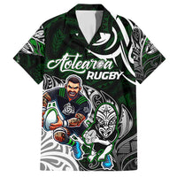 Personalized NZ Aotearoa Rugby Family Matching Long Sleeve Bodycon Dress and Hawaiian Shirt New Zealand Silver Fern DT02 Dad's Shirt - Short Sleeve Green - Polynesian Pride
