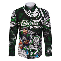 Personalized NZ Aotearoa Rugby Family Matching Long Sleeve Bodycon Dress and Hawaiian Shirt New Zealand Silver Fern DT02 Dad's Shirt - Long Sleeve Green - Polynesian Pride