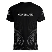 New Zealand Women V Neck T Shirt Rugby 2023 Champions Black DT02 - Polynesian Pride
