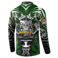 Personalised Warriors Maori Darts Button Sweatshirt New Zealand Darts Silver Fern