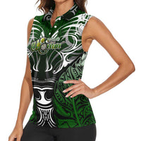 Personalised Warriors Maori Darts Women Sleeveless Polo Shirt New Zealand Darts Silver Fern