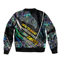 Personalised New Zealand Darts Bomber Jacket NZ Paua Shell Maori Fern