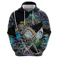 Personalised New Zealand Darts Hoodie NZ Paua Shell Maori Fern