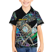 Personalised New Zealand Darts Kid Hawaiian Shirt NZ Paua Shell Maori Fern