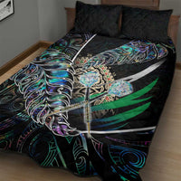 New Zealand Darts Quilt Bed Set NZ Paua Shell Maori Fern