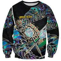 Personalised New Zealand Darts Sweatshirt NZ Paua Shell Maori Fern