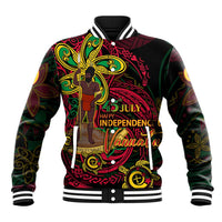 Custom Vanuatu 45th Independence Anniversary Baseball Jacket Flower Melanesian Namele Turtle - Polynesian Pride