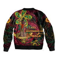 Custom Vanuatu 45th Independence Anniversary Bomber Jacket Flower Melanesian Namele Turtle - Polynesian Pride