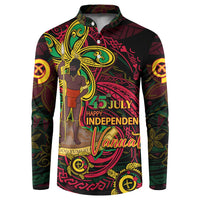 Custom Vanuatu 45th Independence Anniversary Button Sweatshirt Flower Melanesian Namele Turtle - Polynesian Pride