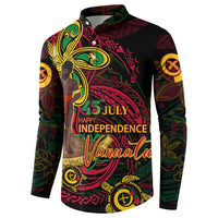 Custom Vanuatu 45th Independence Anniversary Button Sweatshirt Flower Melanesian Namele Turtle - Polynesian Pride