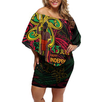 Custom Vanuatu 45th Independence Anniversary Family Matching Off Shoulder Short Dress and Hawaiian Shirt Flower Melanesian Namele Turtle - Polynesian Pride