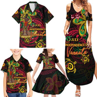Custom Vanuatu 45th Independence Anniversary Family Matching Summer Maxi Dress and Hawaiian Shirt Flower Melanesian Namele Turtle - Polynesian Pride