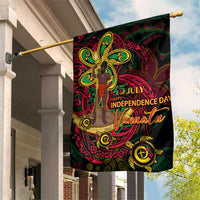 Vanuatu 45th Independence Anniversary Garden Flag Flower Melanesian Namele Turtle DT02 House Flag Black - Polynesian Pride