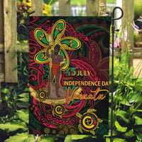 Vanuatu 45th Independence Anniversary Garden Flag Flower Melanesian Namele Turtle DT02 Garden Flag Black - Polynesian Pride