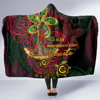 Vanuatu 45th Independence Anniversary Hooded Blanket Flower Melanesian Namele Turtle - Polynesian Pride