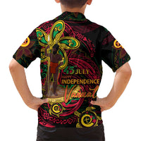 Custom Vanuatu 45th Independence Anniversary Kid Hawaiian Shirt Flower Melanesian Namele Turtle - Polynesian Pride