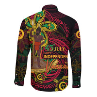 Custom Vanuatu 45th Independence Anniversary Long Sleeve Button Shirt Flower Melanesian Namele Turtle - Polynesian Pride