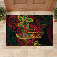 Vanuatu 45th Independence Anniversary Rubber Doormat Flower Melanesian Namele Turtle - Polynesian Pride