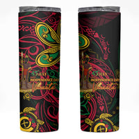 Vanuatu 45th Independence Anniversary Skinny Tumbler Flower Melanesian Namele Turtle - Polynesian Pride