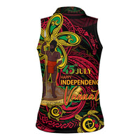 Custom Vanuatu 45th Independence Anniversary Women Sleeveless Polo Shirt Flower Melanesian Namele Turtle - Polynesian Pride