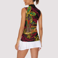 Custom Vanuatu 45th Independence Anniversary Women Sleeveless Polo Shirt Flower Melanesian Namele Turtle - Polynesian Pride