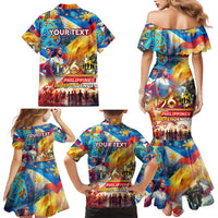 Custom The Philippines 126th Independence Anniversary Family Matching Mermaid Dress and Hawaiian Shirt Art Style - Polynesian Pride