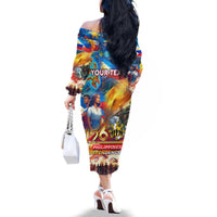 Custom The Philippines 126th Independence Anniversary Family Matching Off The Shoulder Long Sleeve Dress and Hawaiian Shirt Art Style - Polynesian Pride