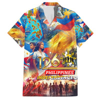 Custom The Philippines 126th Independence Anniversary Family Matching Off Shoulder Maxi Dress and Hawaiian Shirt Art Style DT02 Dad's Shirt - Short Sleeve Art - Polynesian Pride