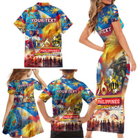 Custom The Philippines 126th Independence Anniversary Family Matching Short Sleeve Bodycon Dress and Hawaiian Shirt Art Style - Polynesian Pride