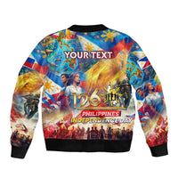 Custom The Philippines 126th Independence Anniversary Sleeve Zip Bomber Jacket Art Style - Polynesian Pride