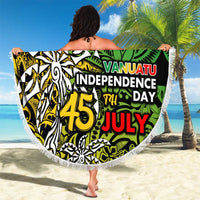 Personalized Vanuatu 45th Independence Anniversary Beach Blanket Melanesian Pattern Reggae - Polynesian Pride