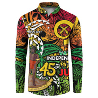 Personalized Vanuatu 45th Independence Anniversary Button Sweatshirt Melanesian Pattern Reggae - Polynesian Pride