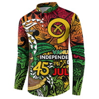 Personalized Vanuatu 45th Independence Anniversary Button Sweatshirt Melanesian Pattern Reggae - Polynesian Pride