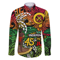 Personalized Vanuatu 45th Independence Anniversary Family Matching Long Sleeve Bodycon Dress and Hawaiian Shirt Melanesian Pattern Reggae - Polynesian Pride