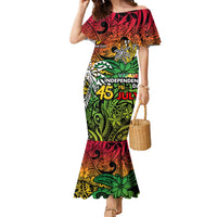 Personalized Vanuatu 45th Independence Anniversary Family Matching Mermaid Dress and Hawaiian Shirt Melanesian Pattern Reggae - Polynesian Pride