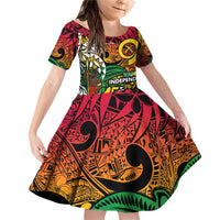 Personalized Vanuatu 45th Independence Anniversary Family Matching Off Shoulder Short Dress and Hawaiian Shirt Melanesian Pattern Reggae - Polynesian Pride
