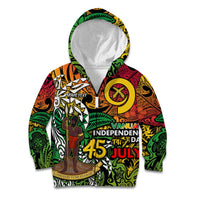Personalized Vanuatu 45th Independence Anniversary Kid Hoodie Melanesian Pattern Reggae - Polynesian Pride